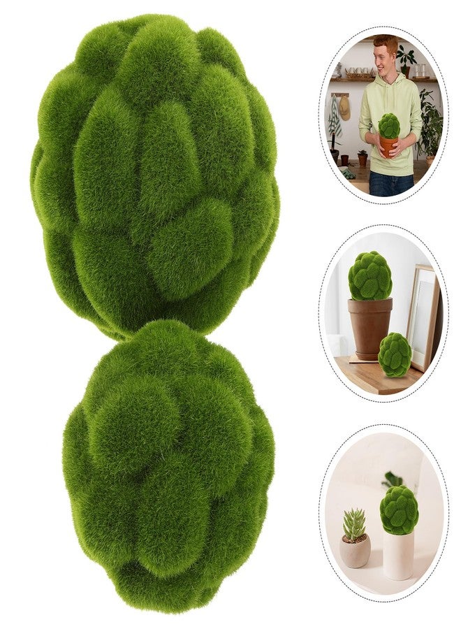 MHFOOU 2pcs Fake Moss Balls,Artificial Green Moss Balls Simulated Plant Moss Decor for Fairy Gardens Floral Arrangements Craft - Image 2
